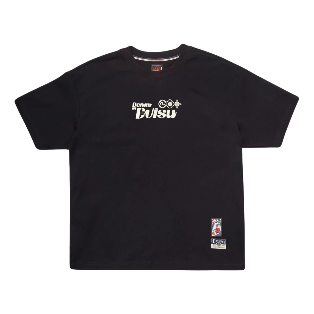 Evisu Zwarte Brush Daicock T-Shirt Black Heren