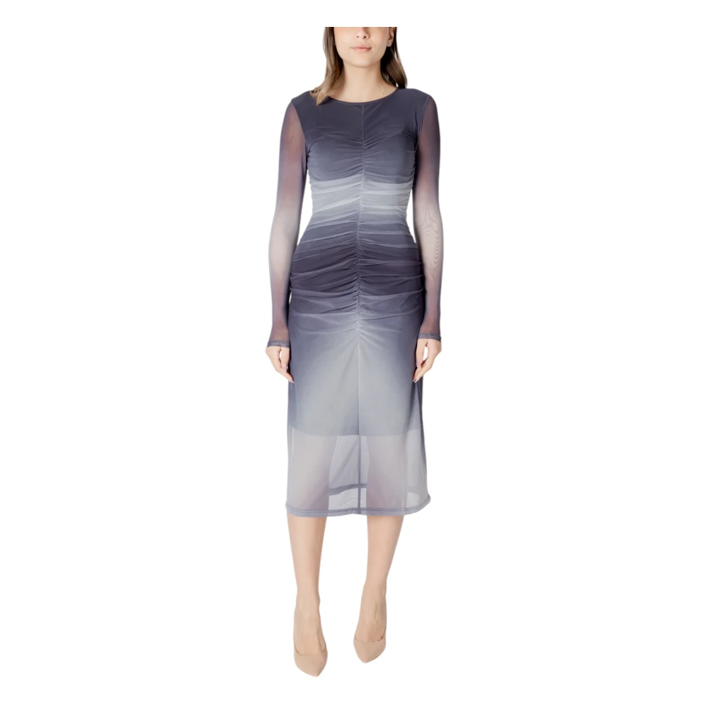 Ichi Grijze Lange Mouw Slip On Jurk Gray Dames