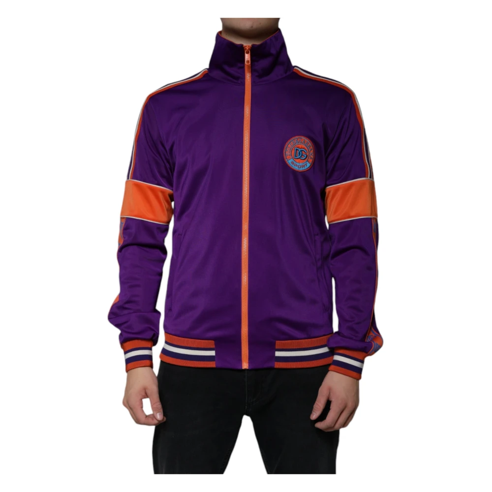 Dolce & Gabbana Mannelijk Purper Hoodies & Sweatvesten Heren, Paars, S, Polyester, Full Zip Sweater