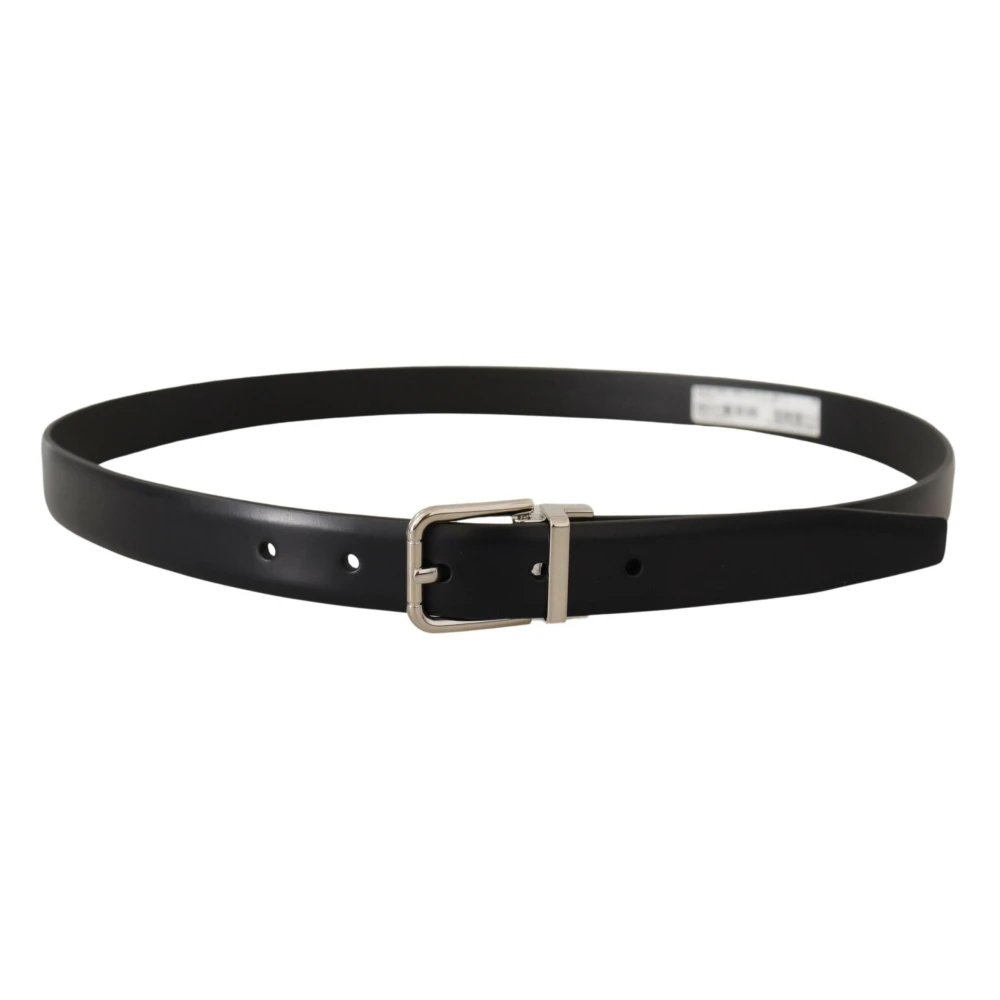 Dolce & Gabbana Elegante zwarte leren riem met metalen gesp Black Heren