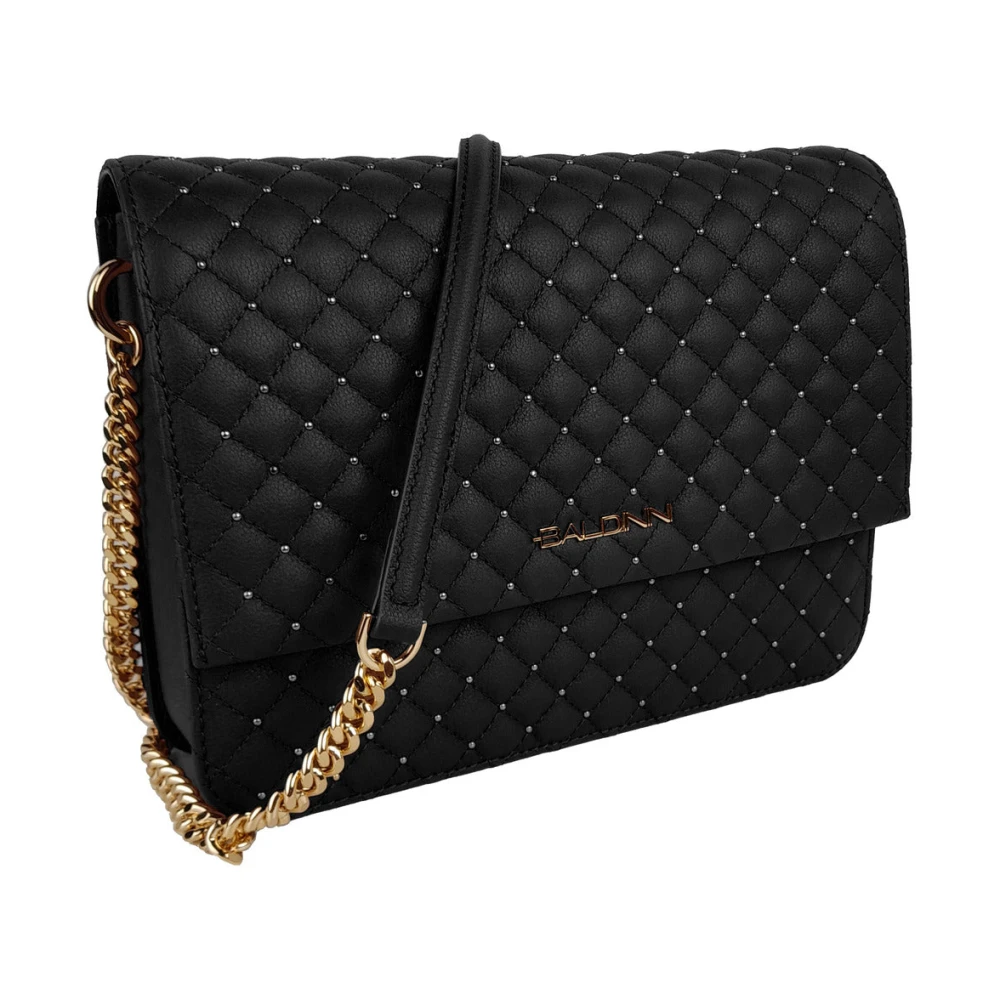 Baldinini Gestikte leren schoudertas met studs Black Dames