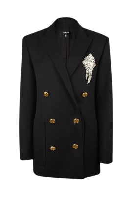 Svart Blazer Västd med Bröstsmycken