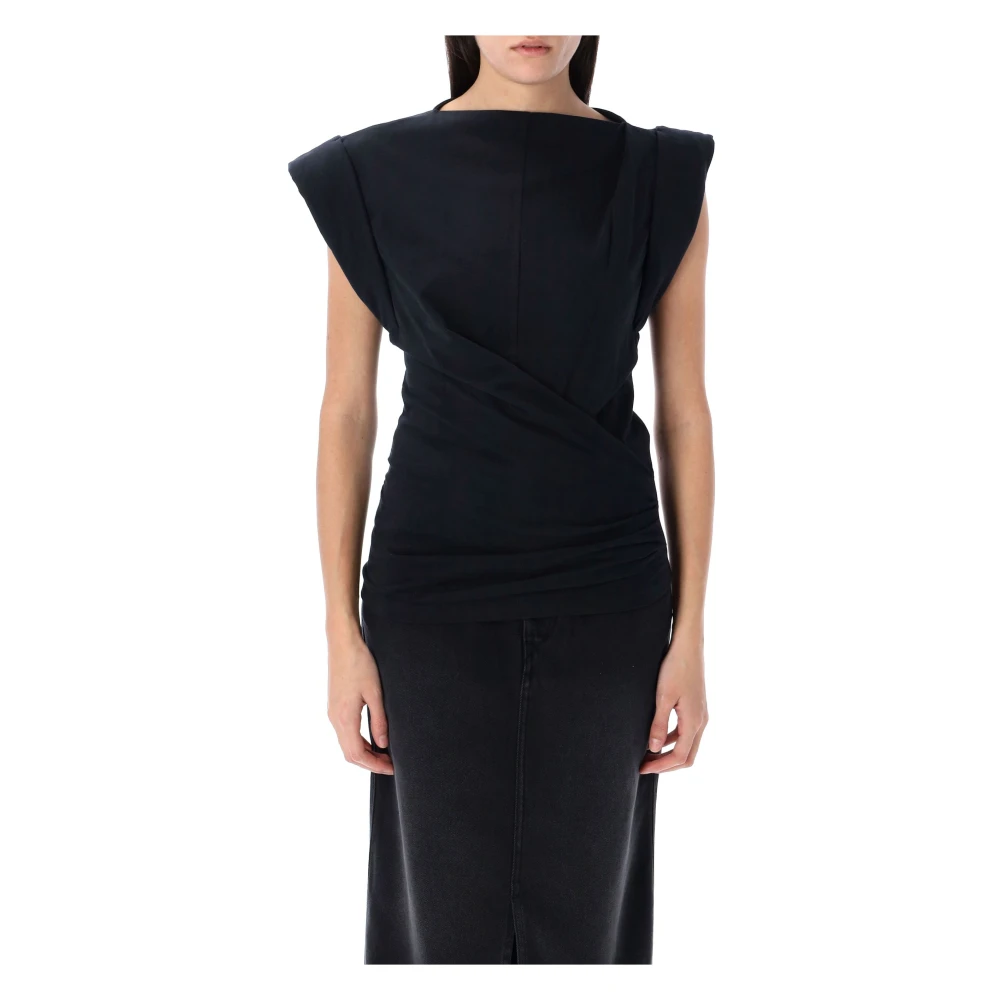 Isabel Marant Étoile Zwarte Katoenen Boothals T-shirt Black Dames