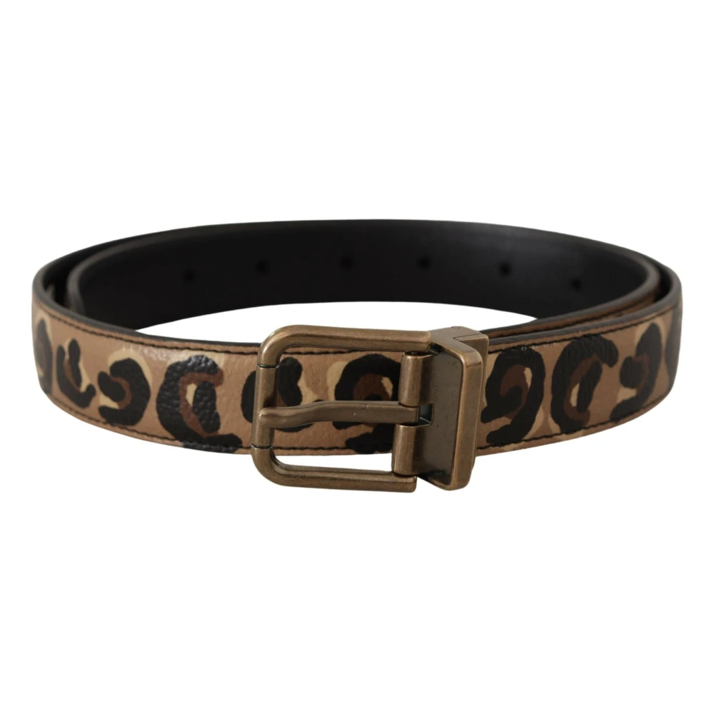 Dolce & Gabbana Women's Bronze Leopard Print Belt With Metal Buckle