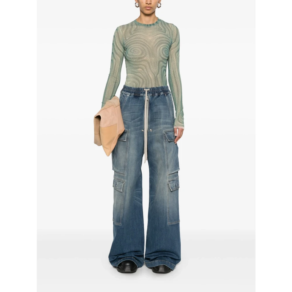 Rick Owens Cargo Jeans met Trekkoord in de Taille Blue Dames