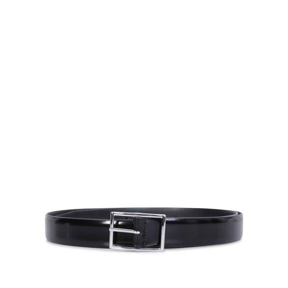 Dell'oglio Zwarte Leren Riem Stijlvol Accessoire Black Heren