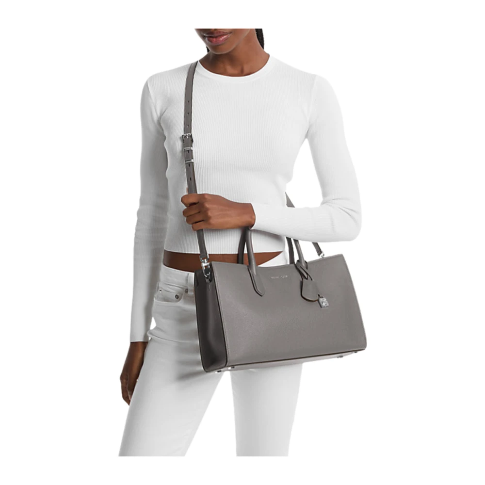 Michael Kors Leisteen Satchel Tas Gray Dames