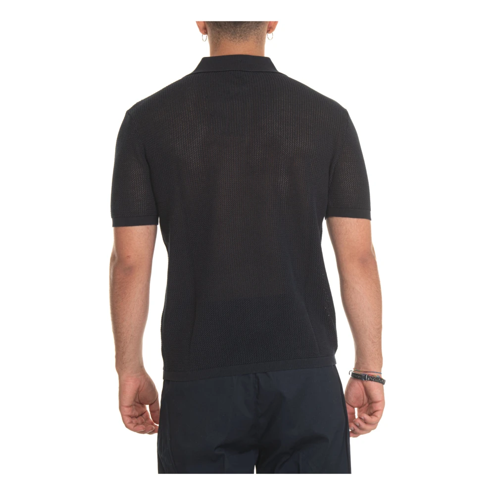 Emporio Armani Halve Rits Polo Shirt Adelaar Logo Blue Heren