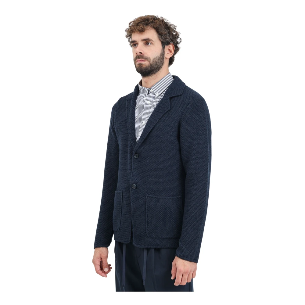 Selected Homme Blauwe Cardigan Gebreid Blazer Hybride Blue Heren