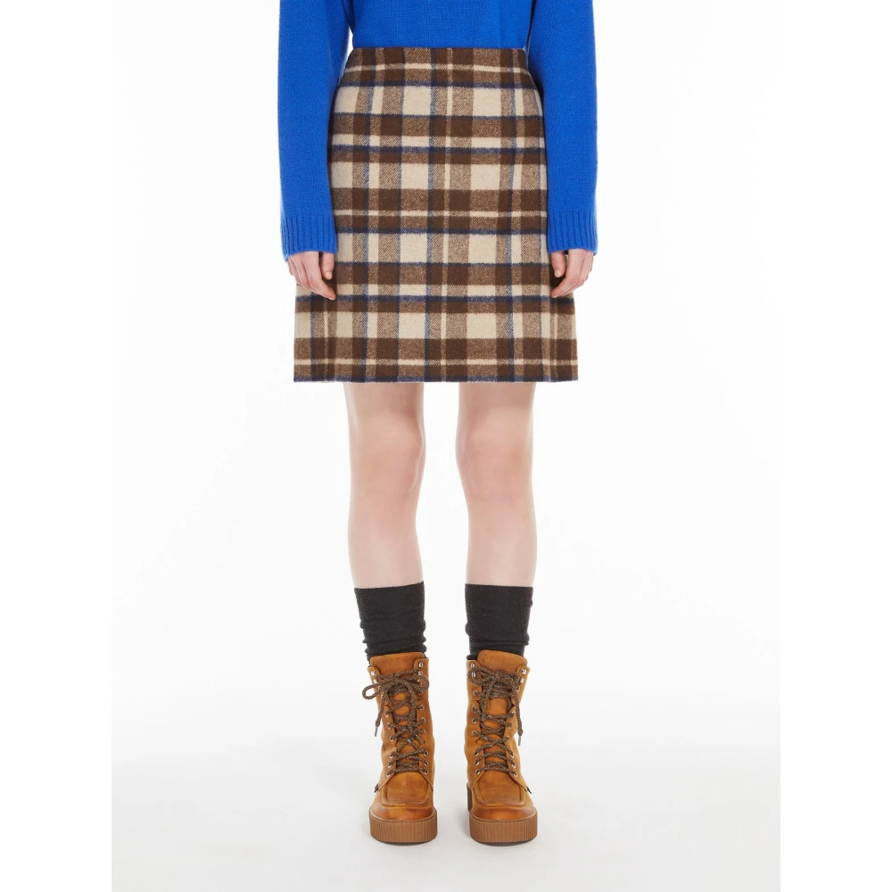 Max Mara Weekend Korte wollen geruite rok met onzichtbare zijritssluiting Multicolor Dames