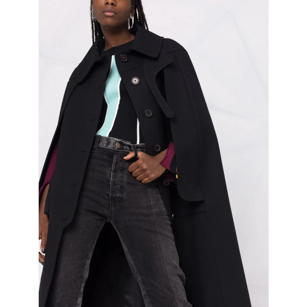 Maison Margiela Zwarte wollen overjas met iconische stiksels Black Dames