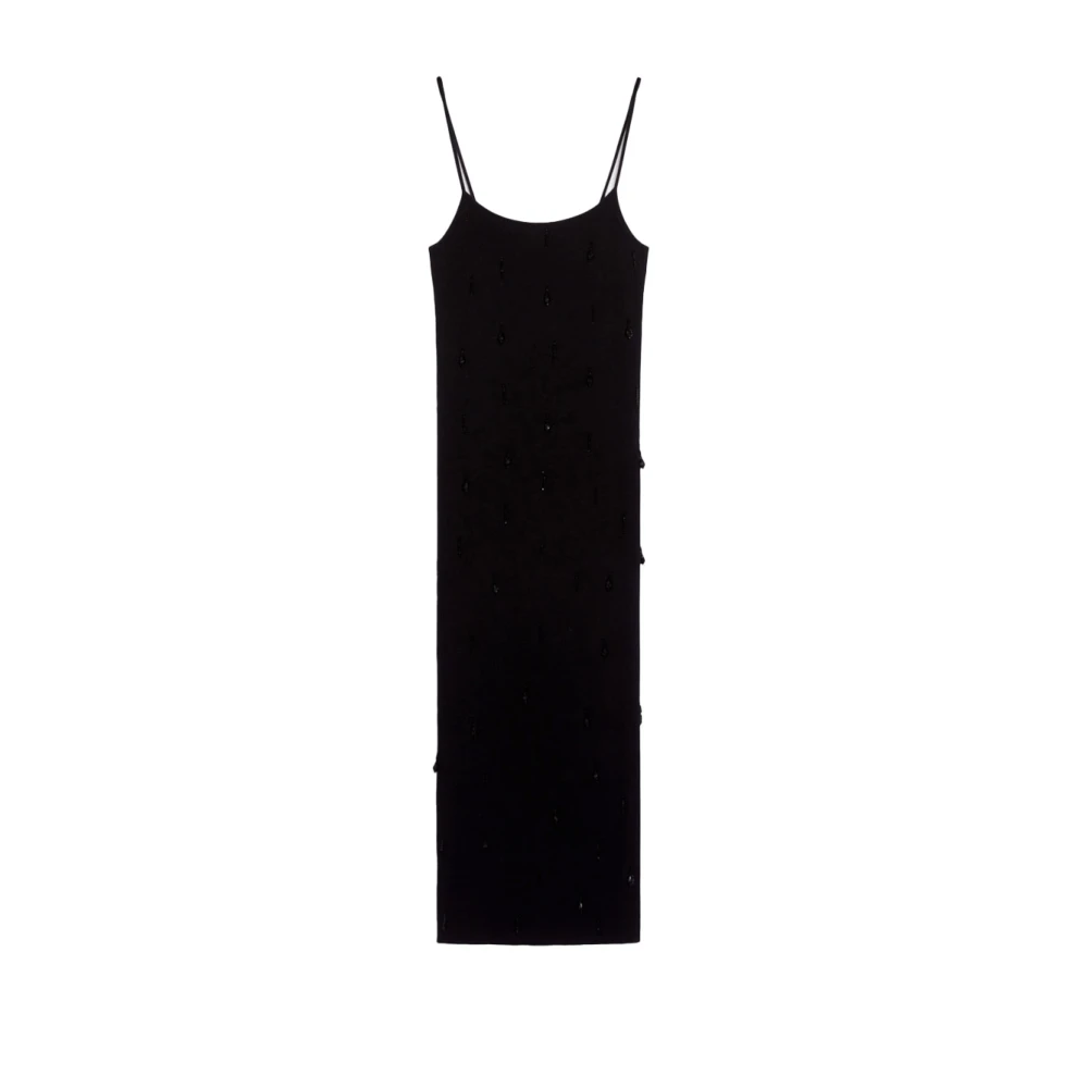 Pennyblack Geribbelde gebreide schede jurk met kralenhangers Black Dames