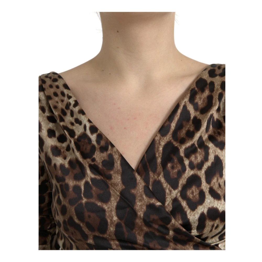Dolce & Gabbana Luipaardprint Wikkel Midi Jurk Brown Dames