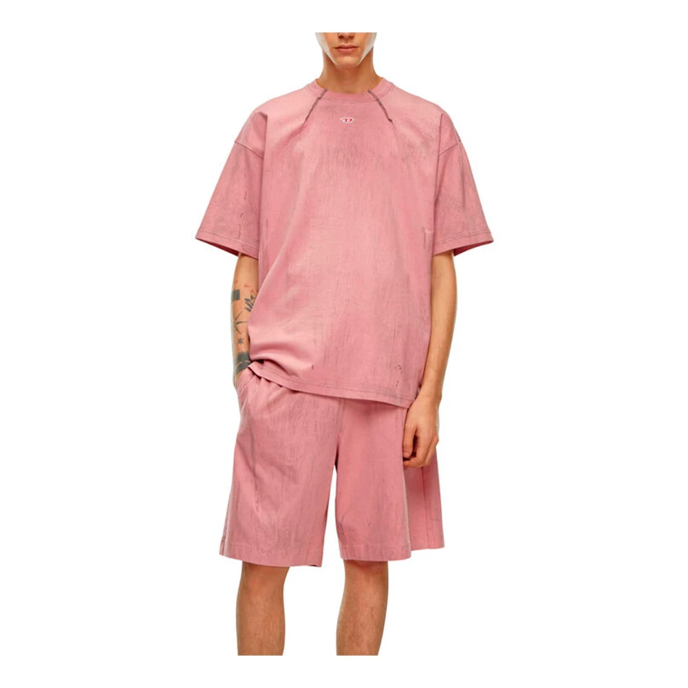 Diesel Marmer Spinrag T-shirt Pink Heren
