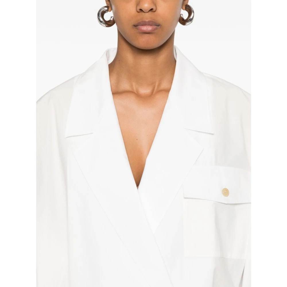 Khaite Witte Katoenen Poplin Dubbel-Breasted Overhemd White Dames