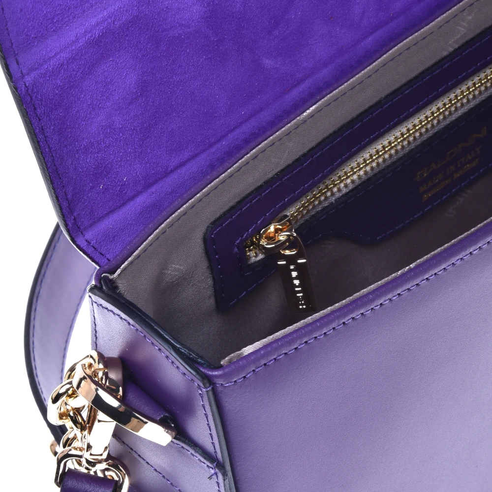 Baldinini Schoudertas in paars suède en leer Purple Dames