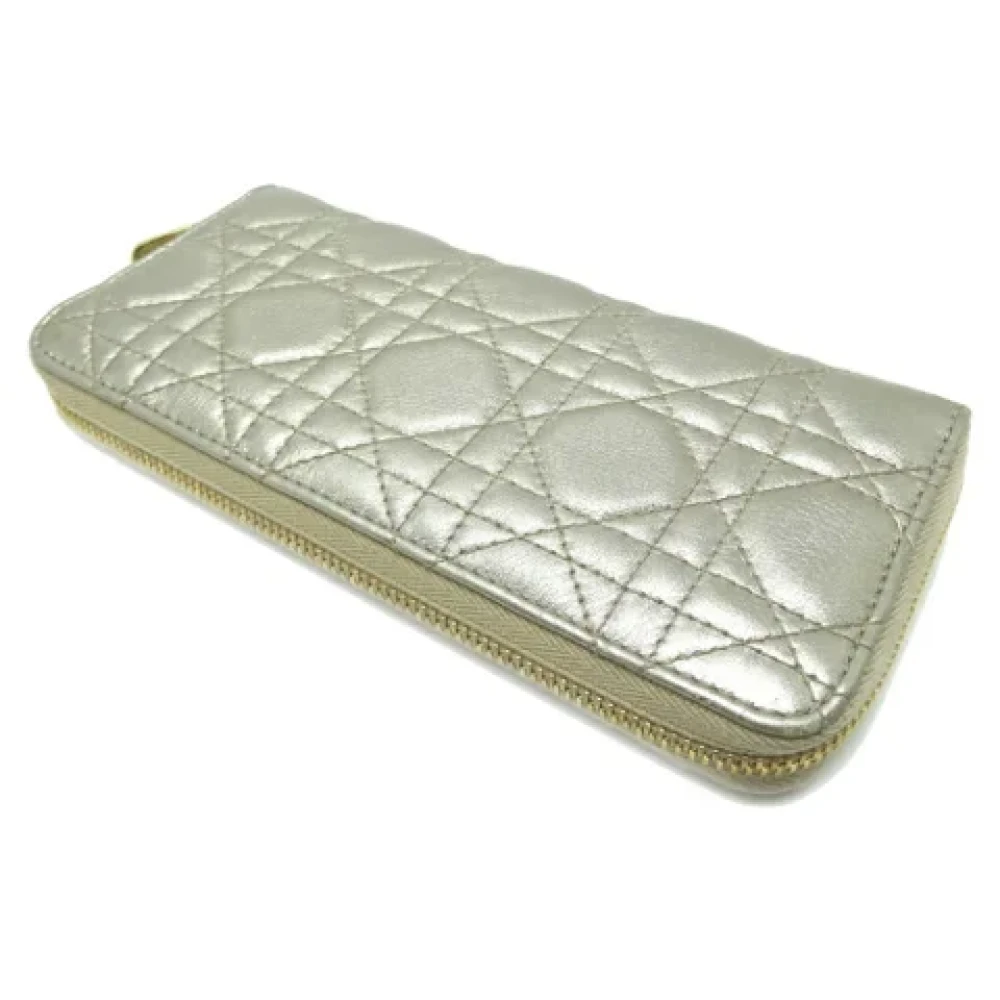 Dior Vintage Pre-owned Leather wallets Gray Dames