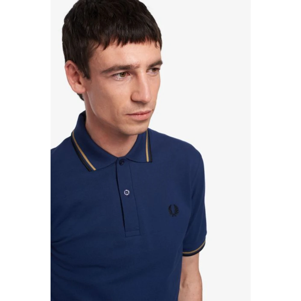 Fred Perry Originele Twin Tipped Polo Blauw Goud Zwart Blue Heren