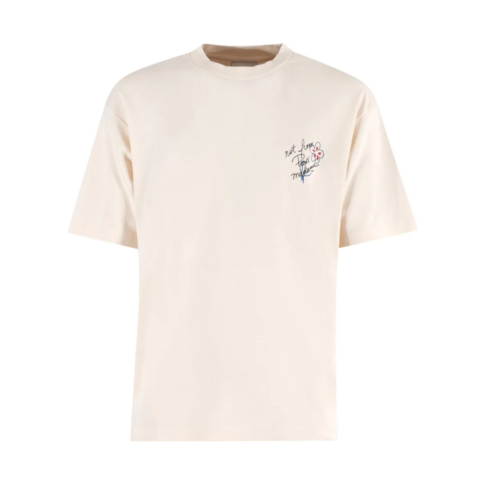 Drole de Monsieur Crème Slogan T-shirt Esquisse Beige Heren