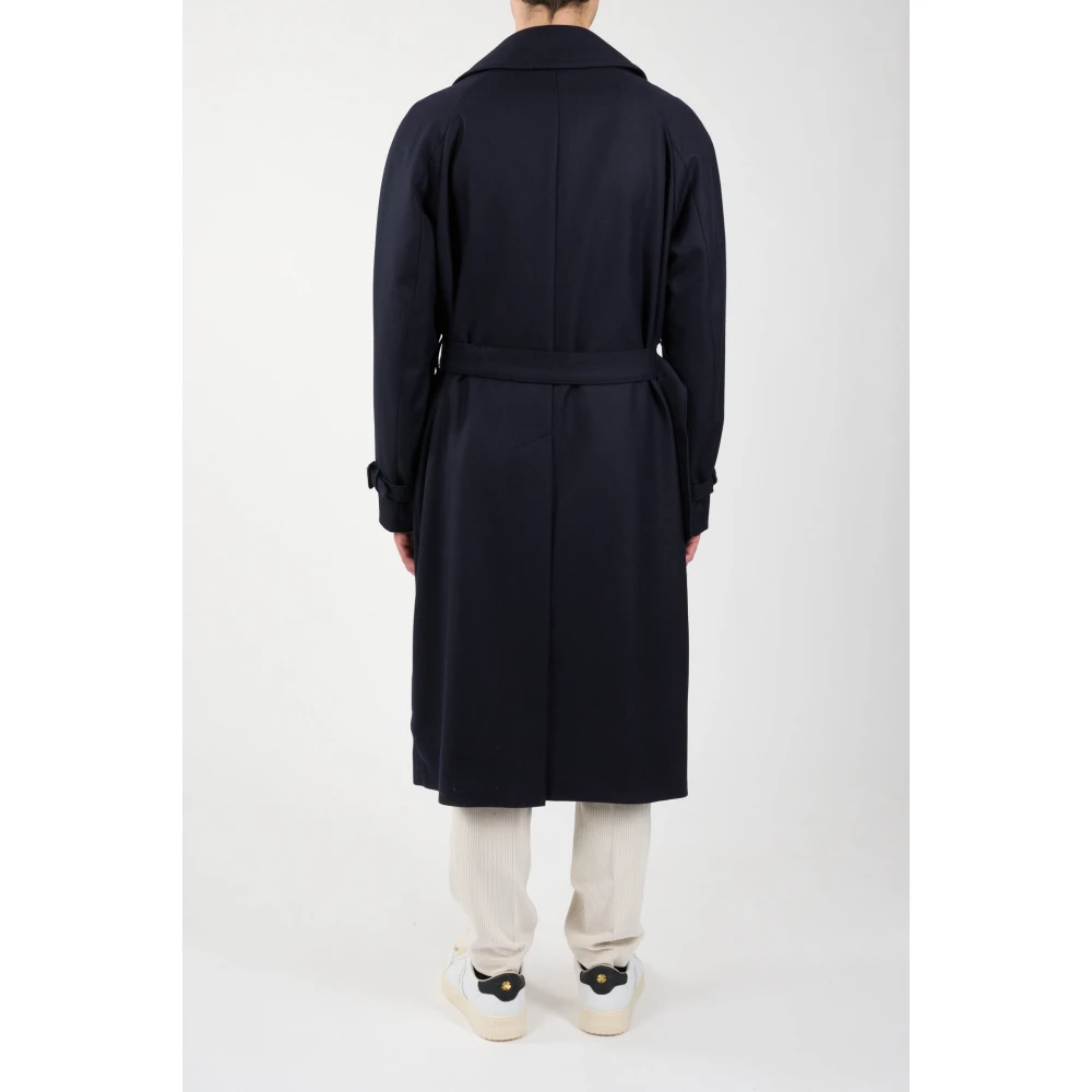 Tagliatore Trenchcoat van waterafstotende diagonale stof Blue Heren