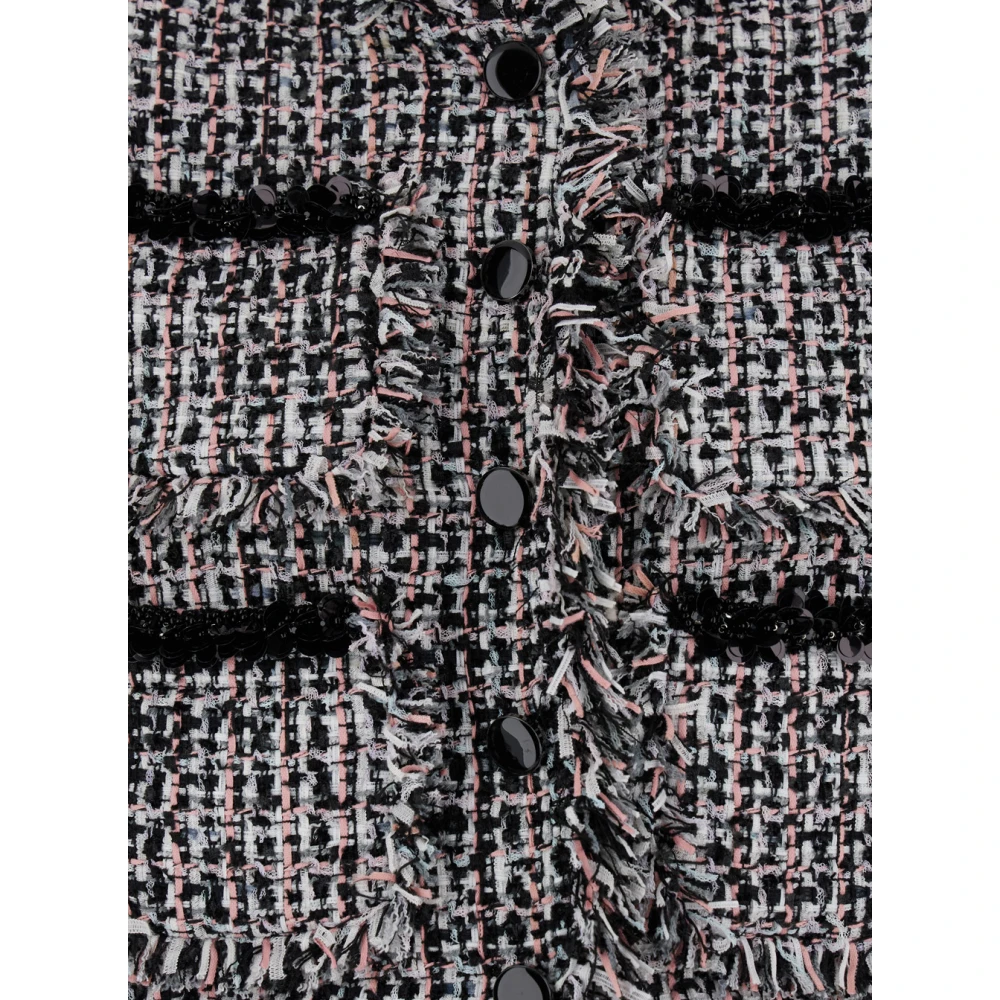 Self Portrait Fringed Boucle Jacket Black Dames