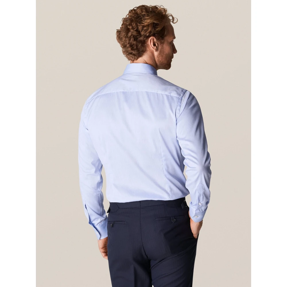 Eton Lichtblauw Super Slim Signature Twill Overhemd Blue Heren