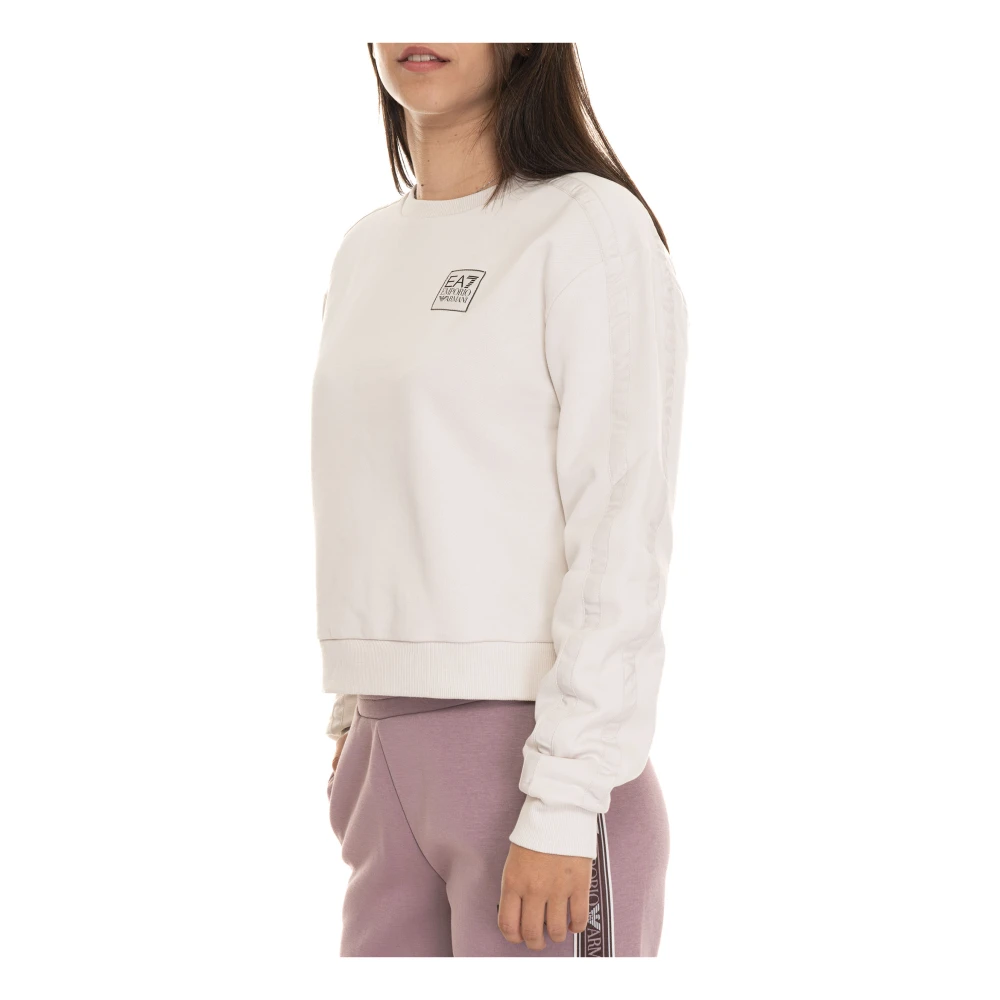 Emporio Armani EA7 Ronde hals Sweatshirt met Zijlogo White Dames