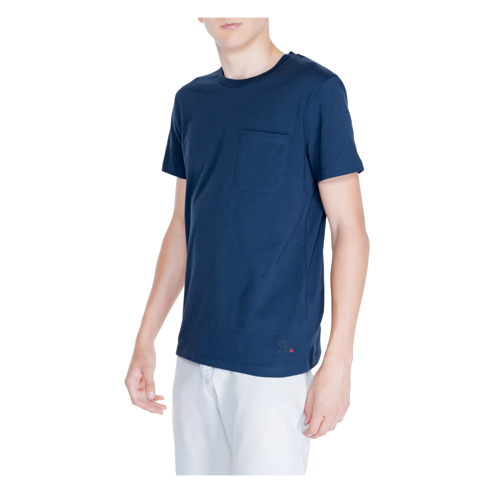 Peuterey Blauw Effen Korte Mouw T-shirt Blue Heren
