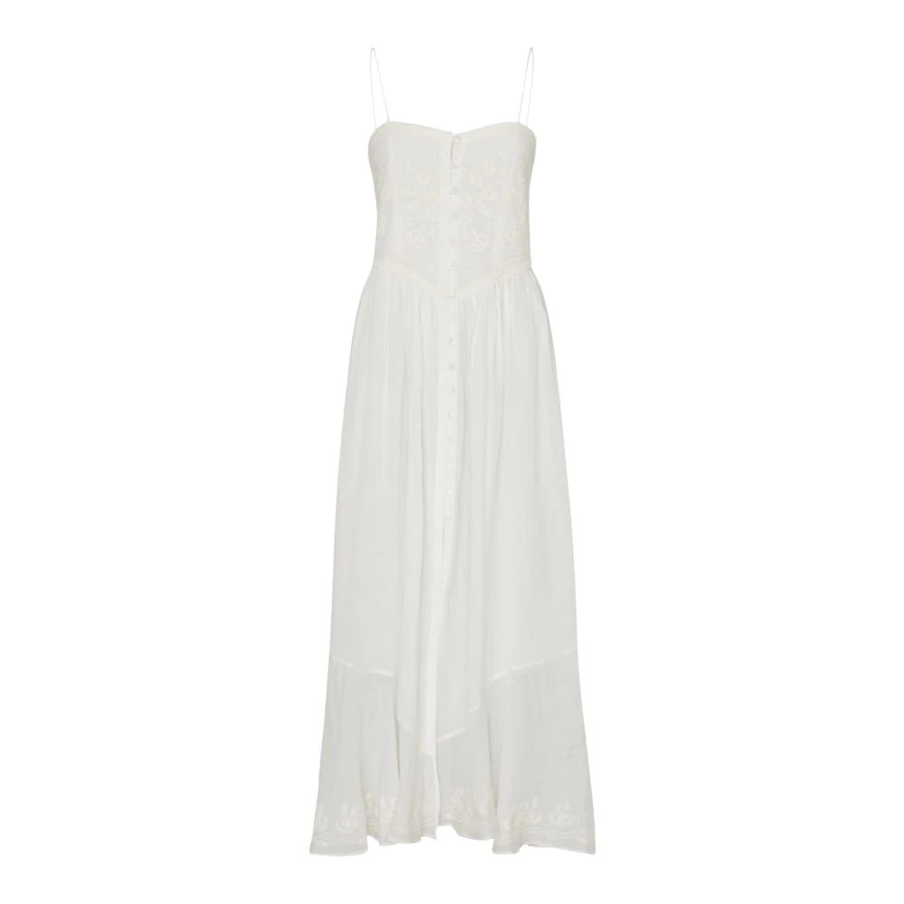 Isabel marant Geborduurde Erika Jurk met Sweetheart Halslijn White Dames