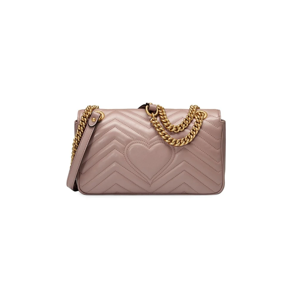 Gucci Roze Leren Schoudertas met Gouden Details Pink Dames