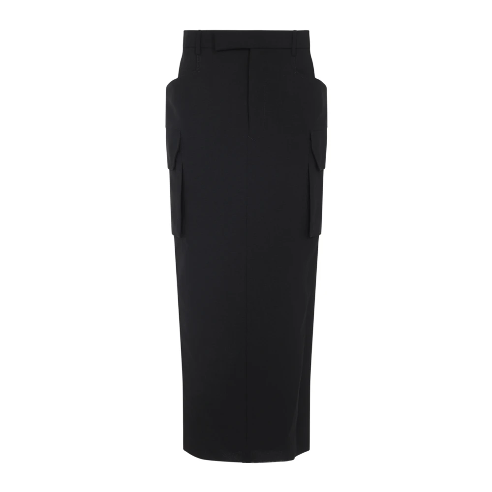 Rick Owens Women's Black Elegant Wool Skirt Aw25 - Midi Skirts - M - Skirts