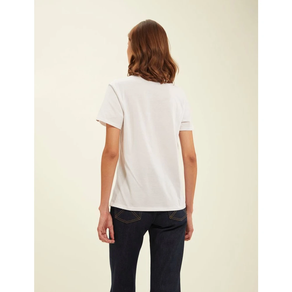 Ines De La Fressange Paris Witte V-hals T-shirt met print White Dames