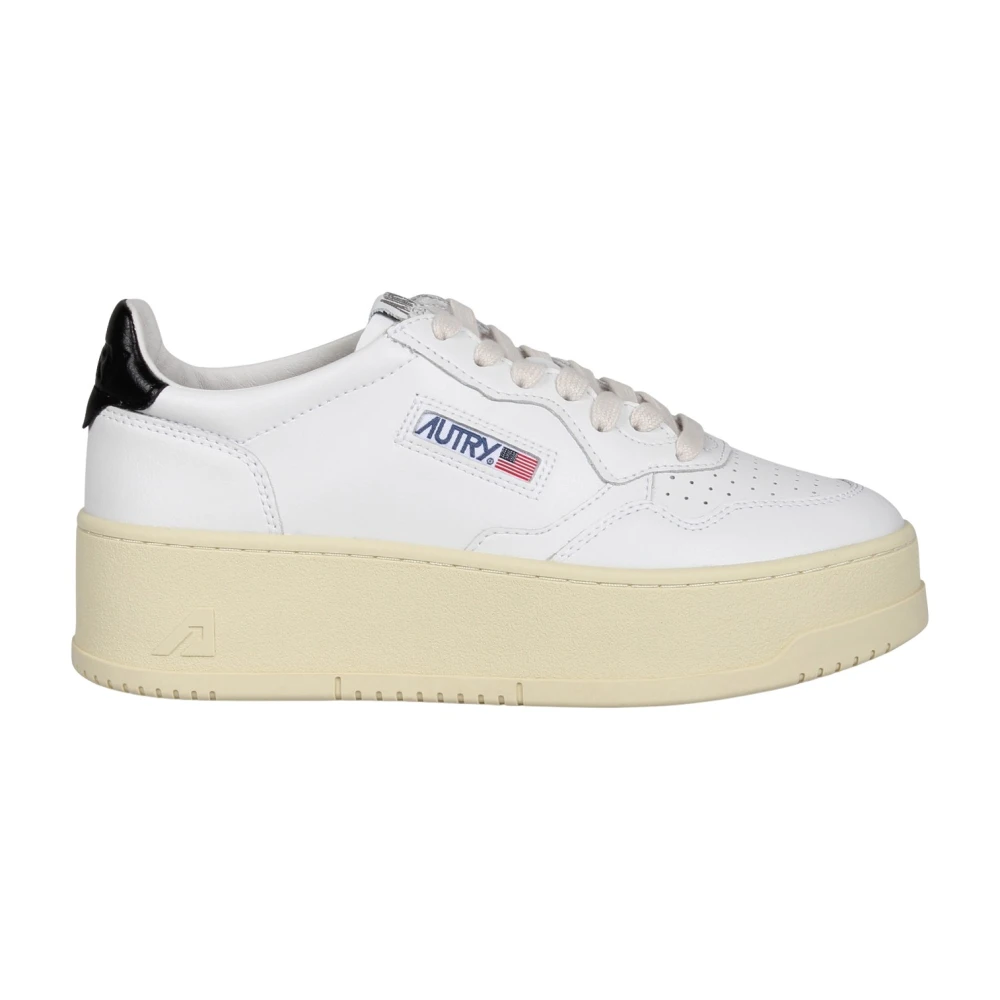 Autry Platform Sneakers med Broderad Etikett White, Dam