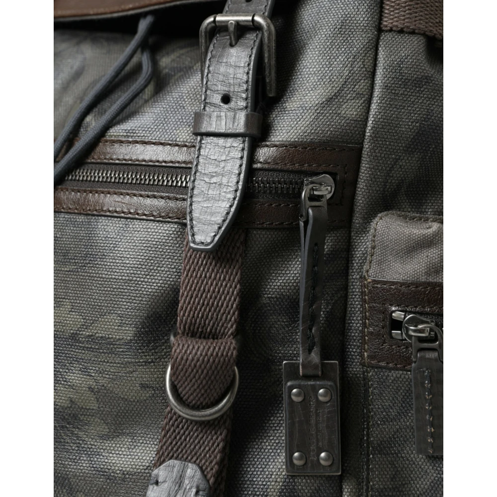 Dolce & Gabbana Canvas en Leren Rugzak Green Unisex