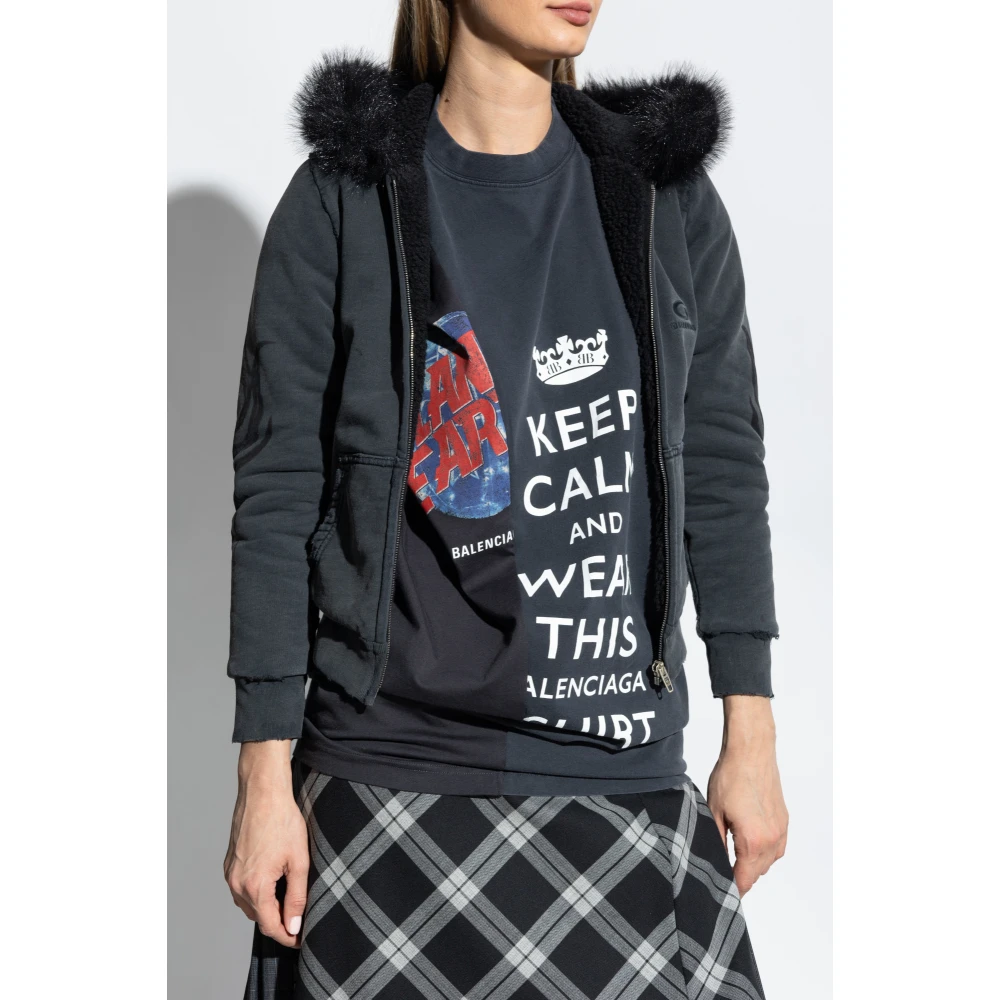 Balenciaga Faux Fur Sweatshirt Black Dames