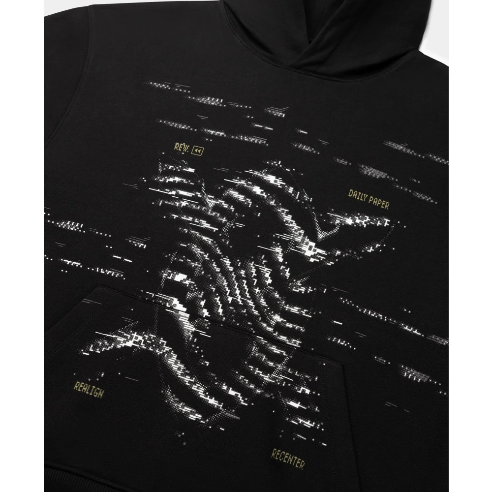 Daily Paper Zwarte Rewind Hoodie met Glow Prints Black Heren