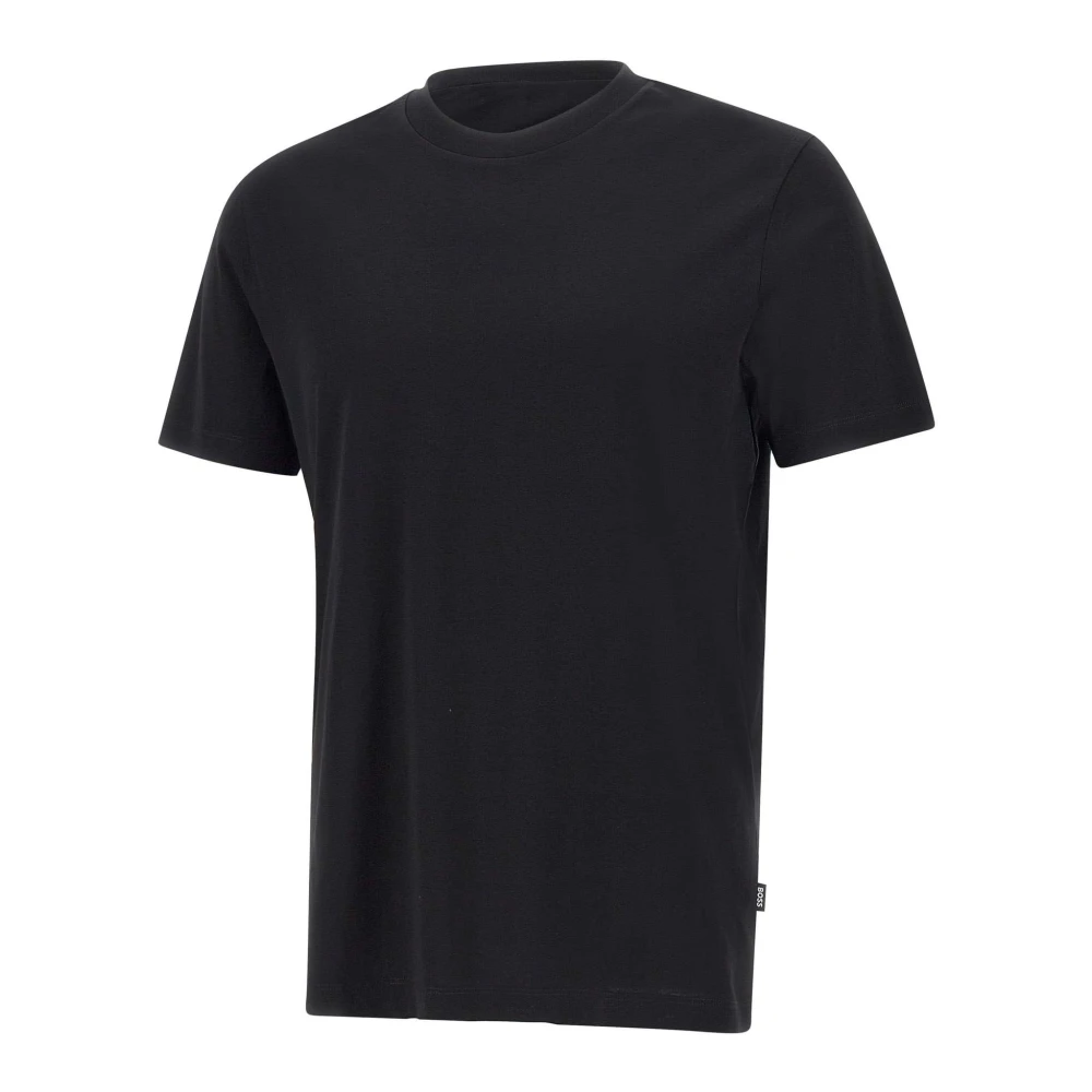 Hugo Boss Zwart Gekamd Katoenen T-shirt Ronde Hals Black Heren