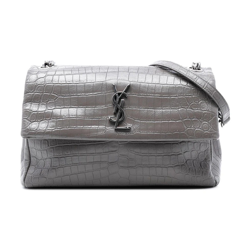 Saint Laurent Vintage Women's Gray Pre-Owned Shoulder Bag