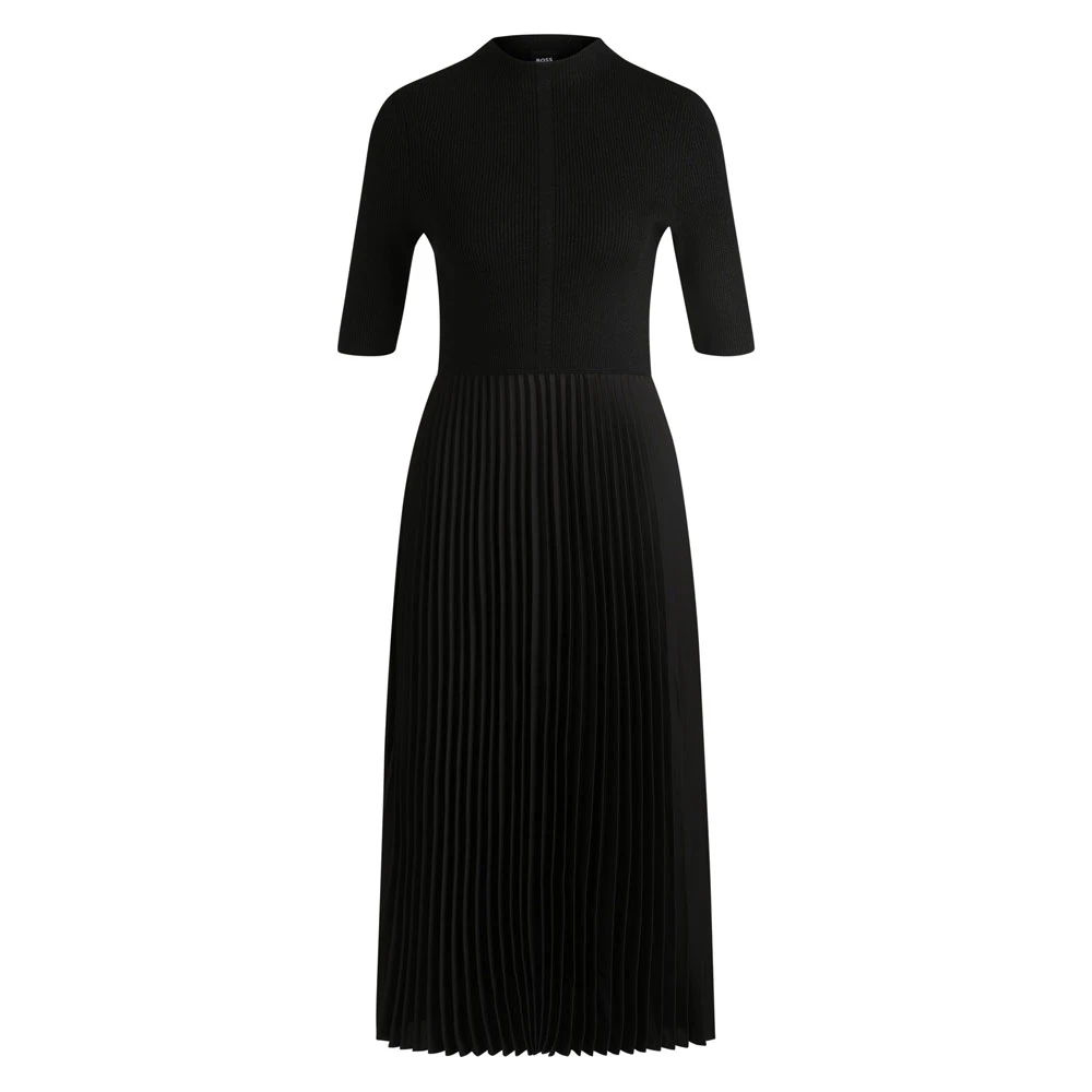 Hugo Boss Fireanami Jurk Zwarte Midi Jurk Black Dames