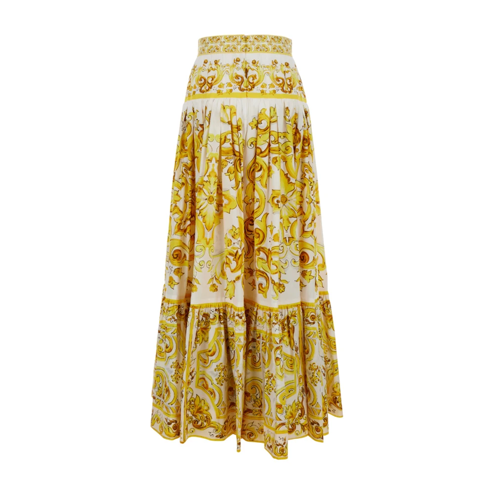 Dolce & Gabbana Gele Maiolica Lange Rok Yellow Dames