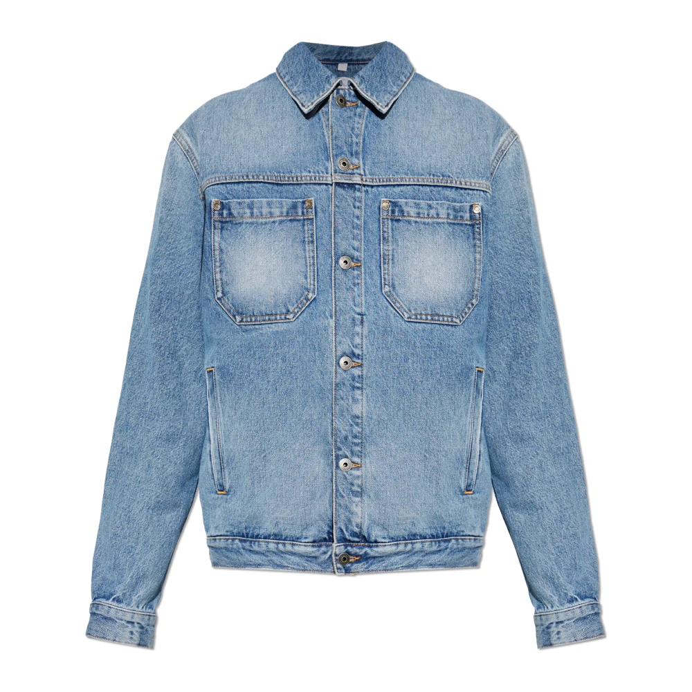 Off White Uomo Blu - Camicia Di Jeans Con Logo Stampato - Shirts - L