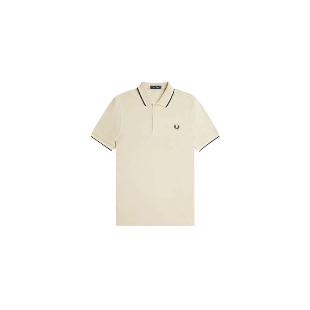 Fred Perry Men's Beige Contrast Stripes Polo Shirt