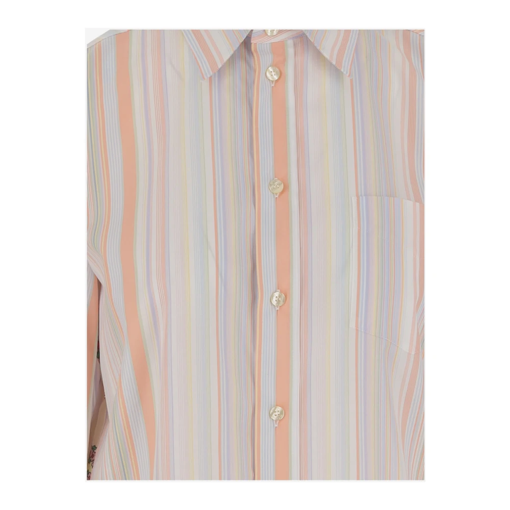 ETRO Gestreept katoenen overhemd met bloemenrug Multicolor Dames
