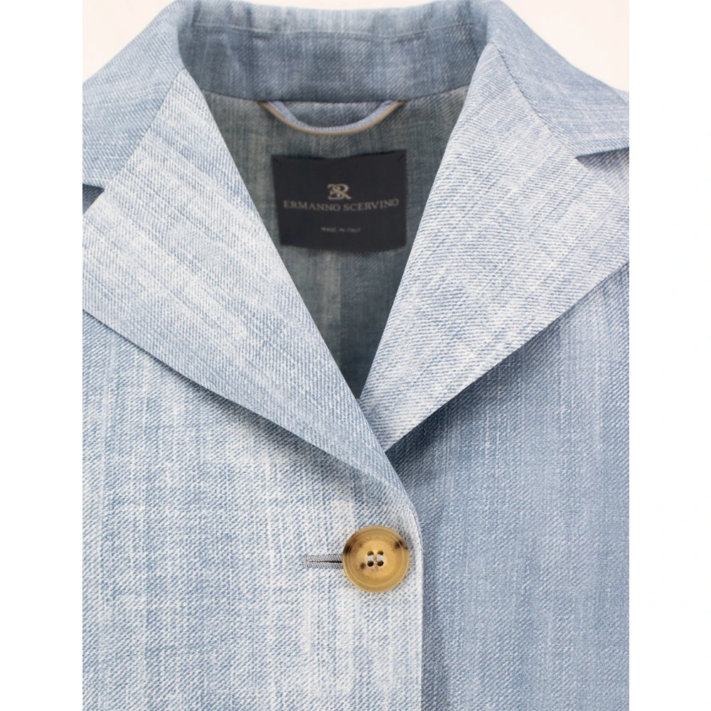 Ermanno Scervino Denim Effect Bloemenapplicatie Jas Blue Dames