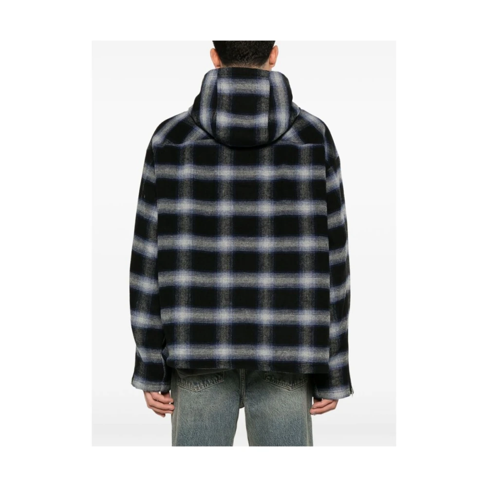 Represent Hooded Over Shirt Blue Heren