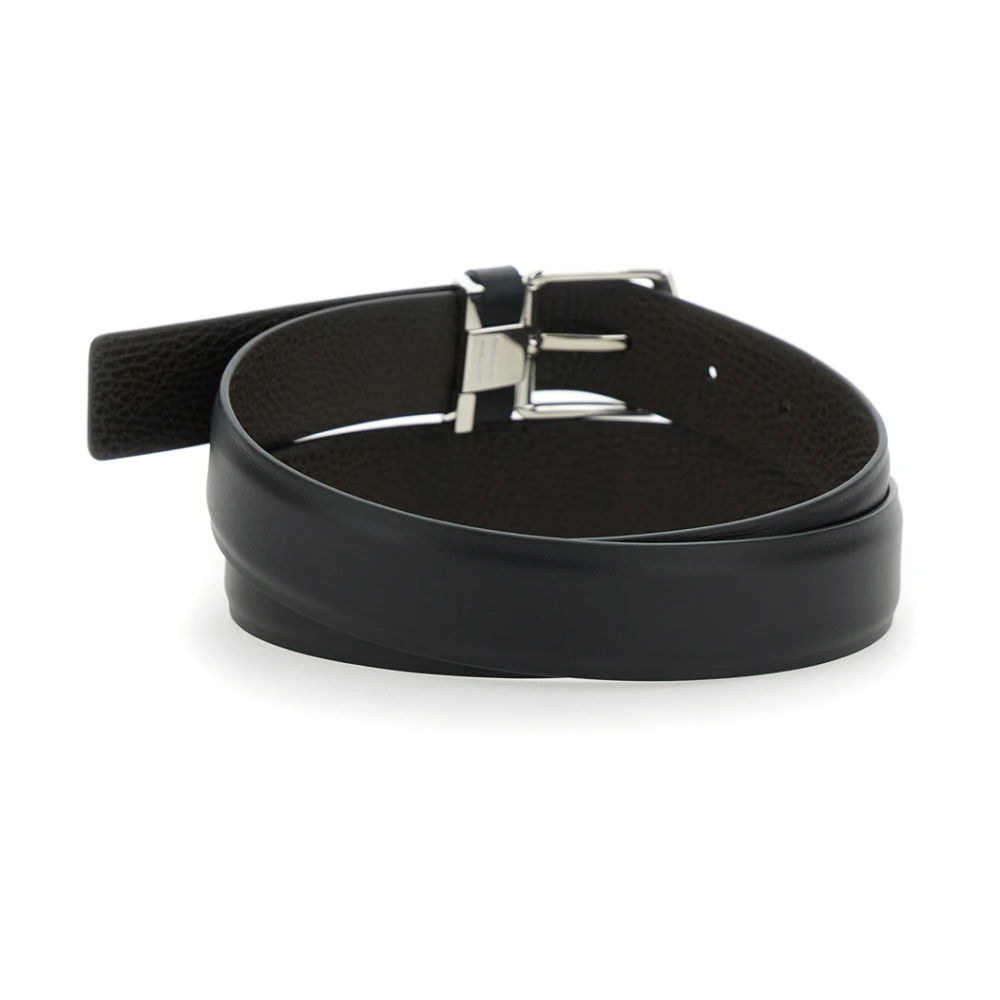 Salvatore Ferragamo Zwart Gancini Detail Leren Riem Black Heren