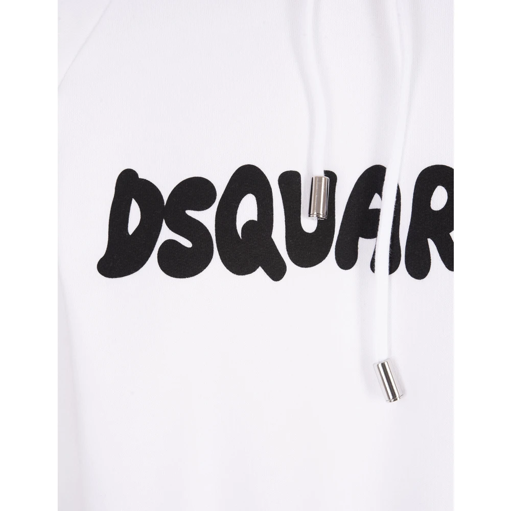 Dsquared2 Witte katoenen hoodie met relaxed fit en logo print White Dames