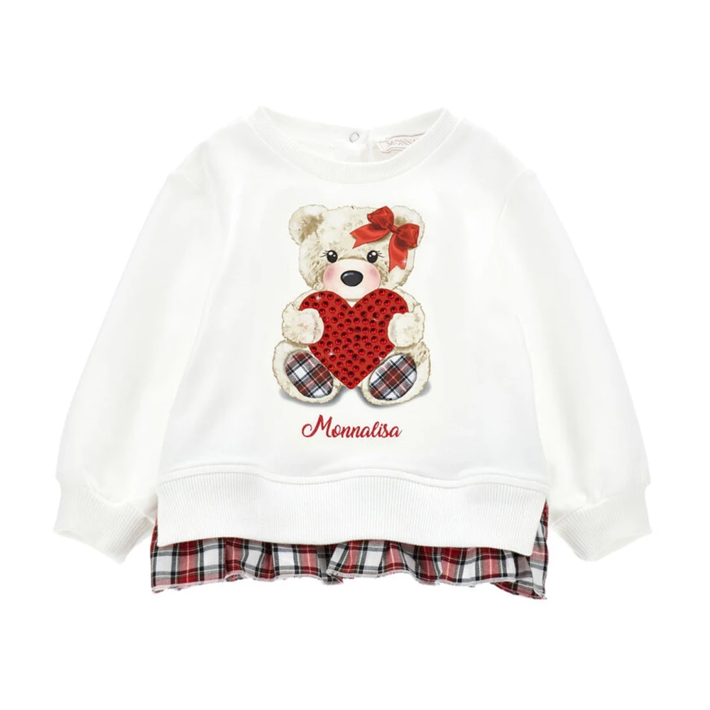 Monnalisa Boys White Cotton Sweatshirt - Kids Sweatshirts - 6 M - Kids