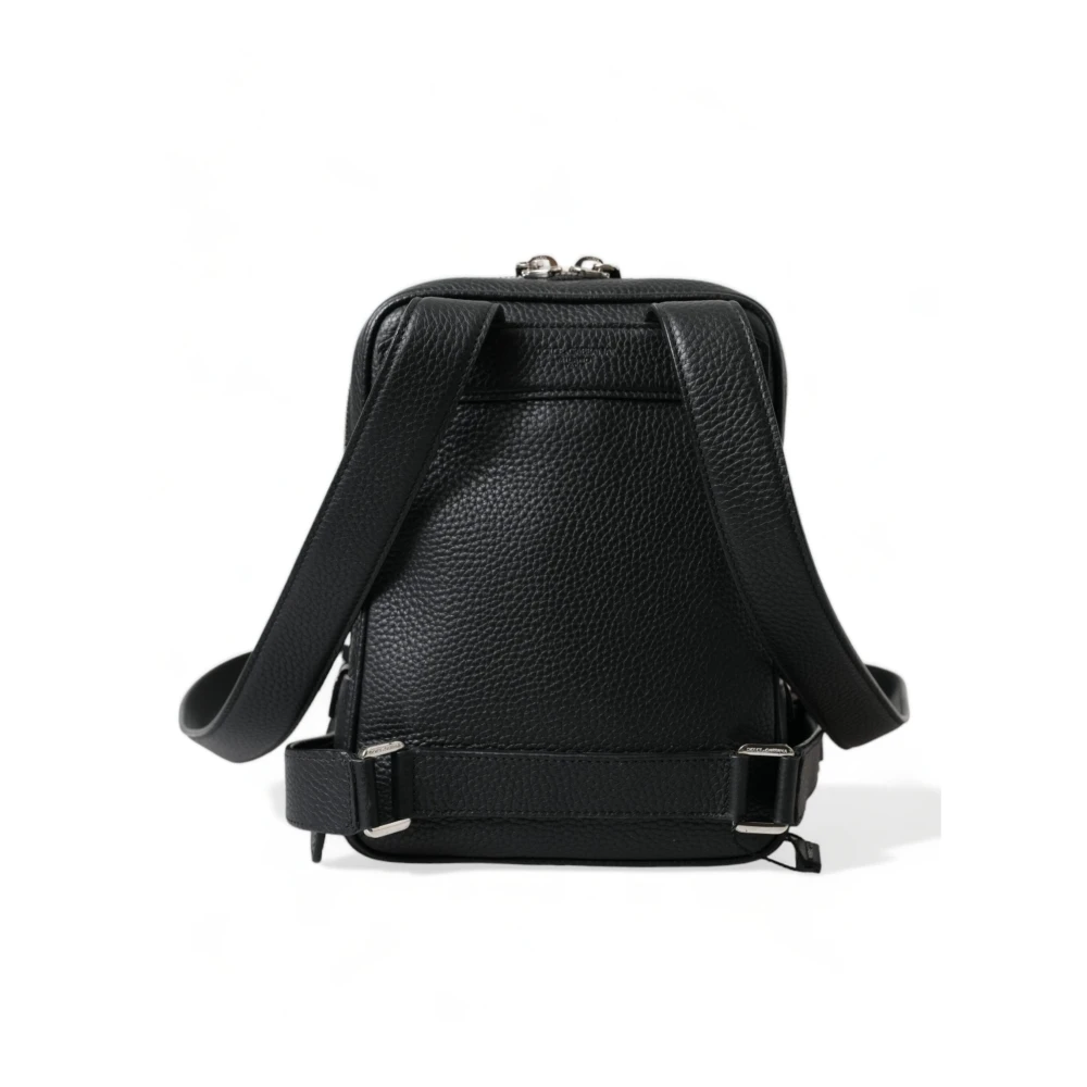 Dolce & Gabbana Elegante zwarte leren rugzak Black Heren