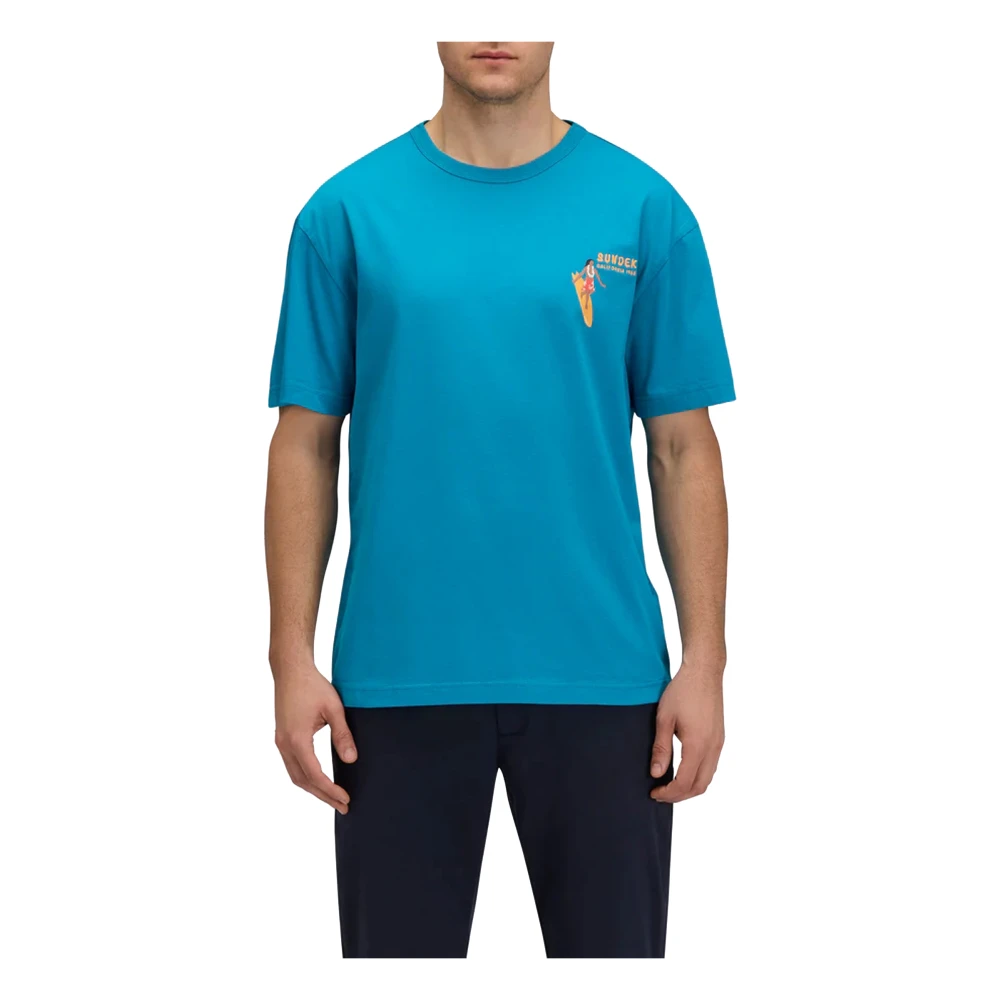 Sundek Men's Blue Crew Neck T-Shirt - T-Shirts - L - Tops